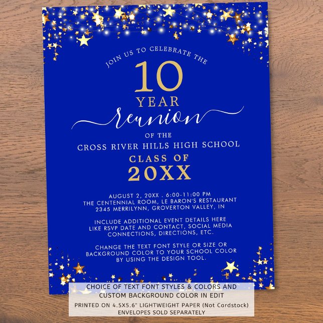 Classe Budget Réunion Royal Blue Gold Invitation (Créateur téléchargé)