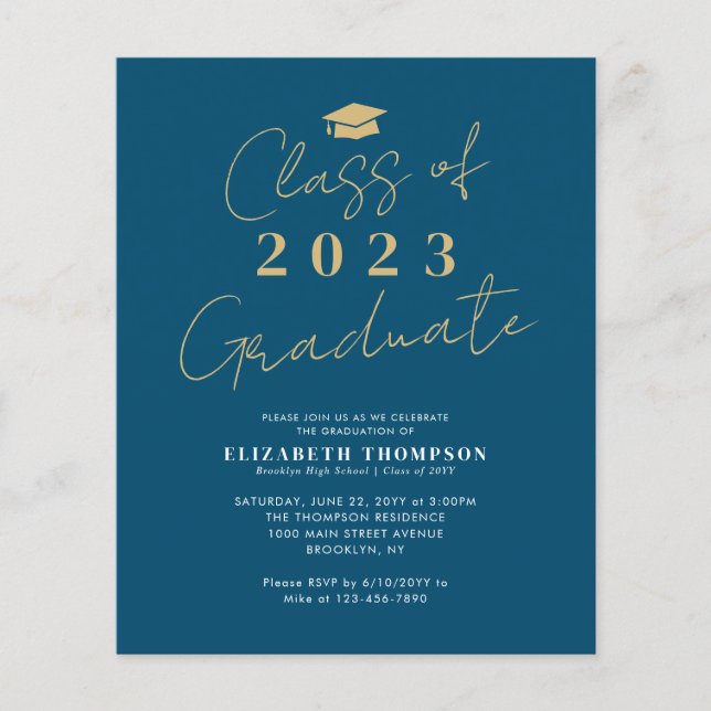 Classe budgétaire de 2023 Blue Gold Graduation Par (Devant)