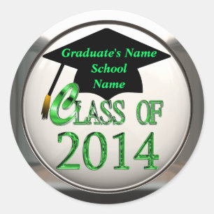 Classe de 2014 autocollants verts d'obtention du