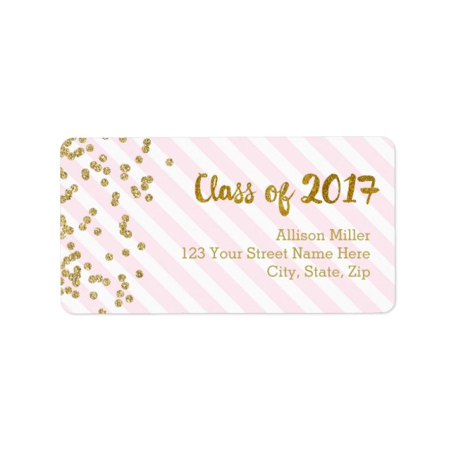 Classe de 2017 Étiquette de adresse Gold Pink (Devant)
