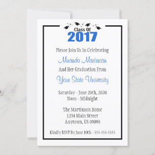 Classe De 2017 Graduation Invitation (Casquettes B