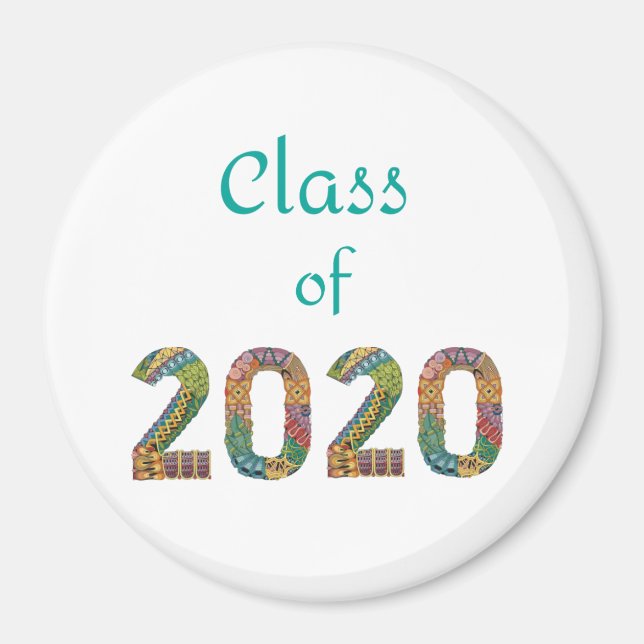 Classe de 2020 coloré chiffres aimant (Devant)