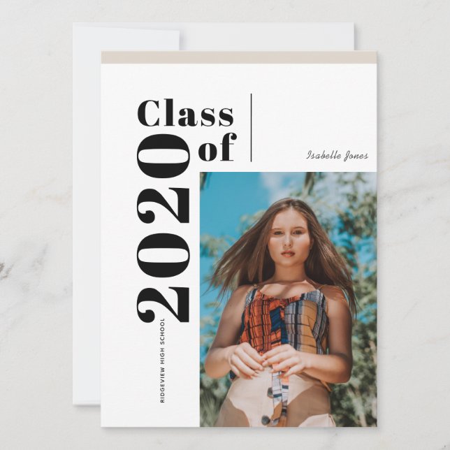 Classe de 2020 Minimaliste Photo Graduation (Devant)