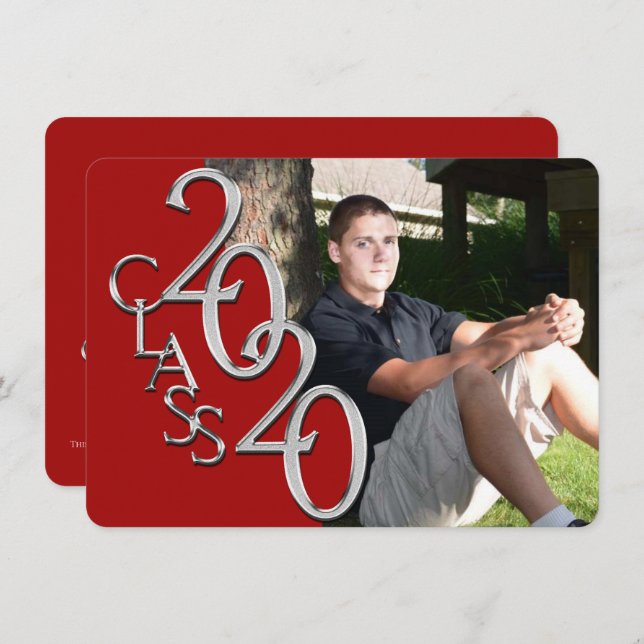 Classe de 2020 Red Photo Graduation Invitation (Devant / Derrière)