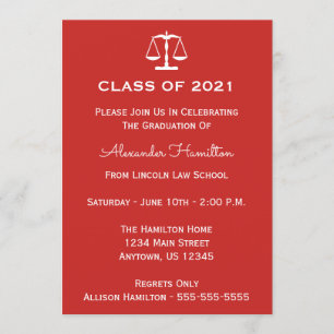 Classe De 2021 Scales Invitation De Diplôme (Rouge