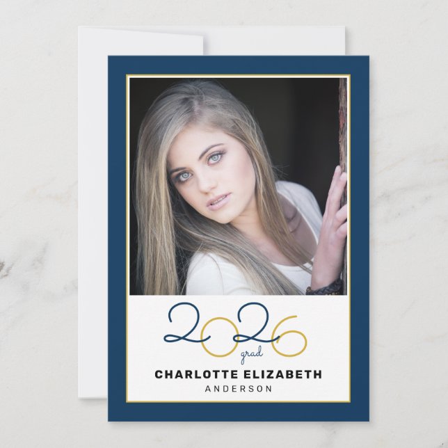 Classe de 2023 Blue 2 Photo Graduation Invitation (Devant)