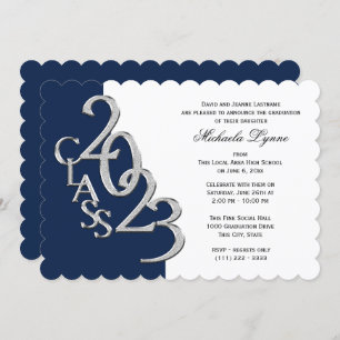Classe de 2023 Grad Silver and Blue Invitation