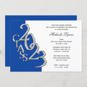 Classe de 2023 Grad Silver and Blue Invitation