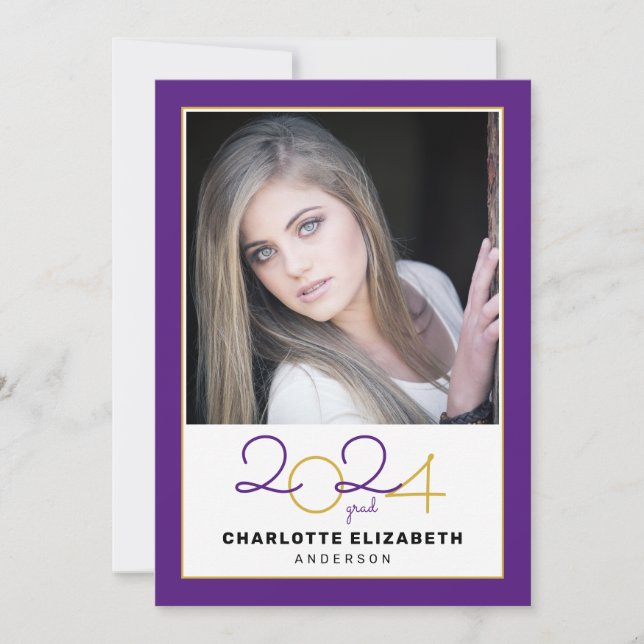 Classe de 2023 Purple 2 Photo Graduation Invitatio (Devant)