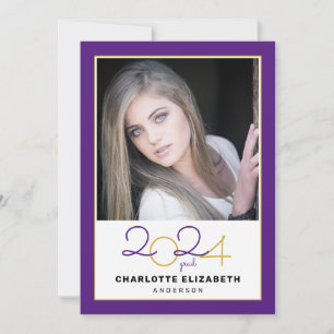 Classe de 2023 Purple 2 Photo Graduation Invitatio