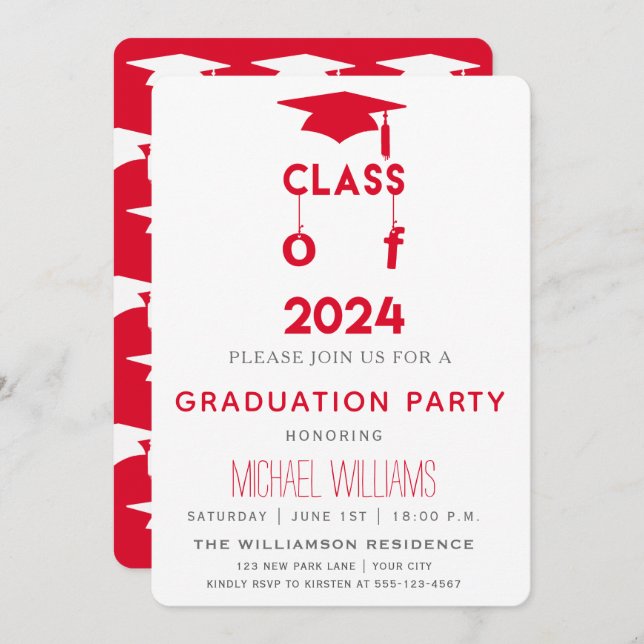 Classe de 2024 - Invitation du Red Graduation Part (Devant / Derrière)