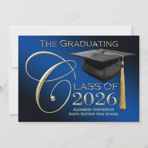 Classe de 2025 5x7 Blue Graduation Faire-part