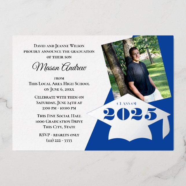 Classe de 2025 Graduation Cap Foil Invitation (Recto)