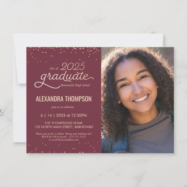 Classe de 2025 Graduation Invitation avec/ Photo (Devant)