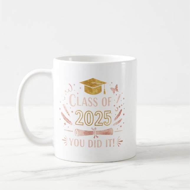 Classe de 2025 Graduation Mug - Rose Gold & Gold (Gauche)