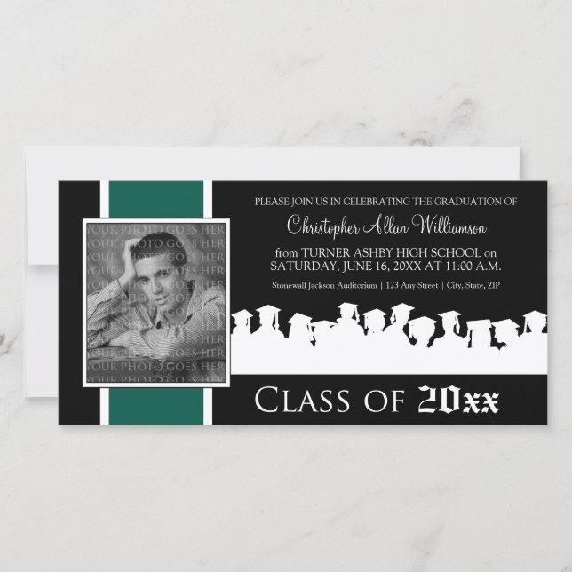 Classe de [ANNÉE] Faire-part de diplôme : vert (Devant)