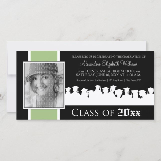 Classe de [ANNÉE] Faire-part de graduation : sauge (Devant)