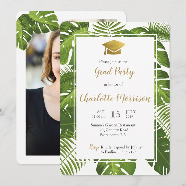 Classe de carte photo d'or vert tropical 2018 (Devant / Derrière)