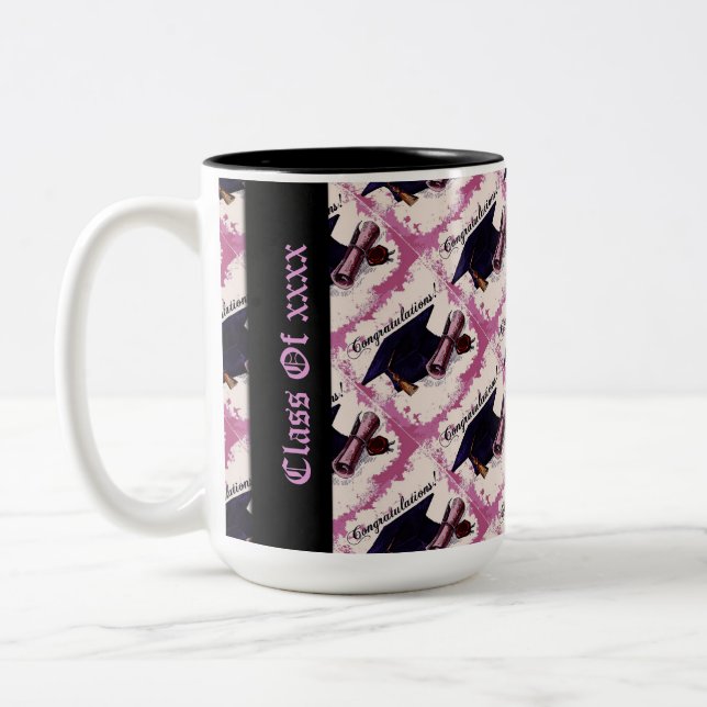 Classe de diplôme Casquette et diplôme Mug rose (Gauche)