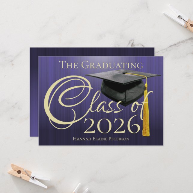 Classe de Faire-part de graduation pourpre 2025 (Devant/Arrière en situation)