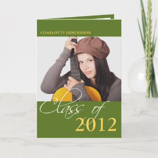 Classe de faire-part photo de graduation verte
