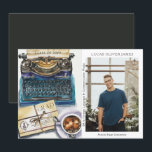 Classe de fin d'études de 2022 Sciences humaines É<br><div class="desc">Classe de Graduation de 2022 Sciences humaines Sciences sociales Langue Communication Média Grad Photo Faire-part présente une aquarelle illustrant une machine à écrire, un courrier et une tasse de café. Le texte "Grad", votre qualification, votre nom, l'année de qualification et le lieu de l'étude. Personnalisez en modifiant le texte dans...</div>