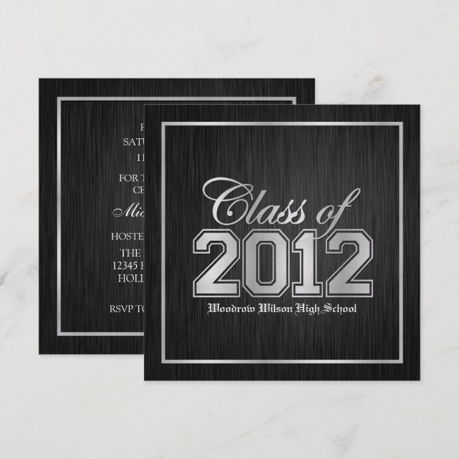 Classe de invitations de diplômes Premium Silver 2 (Devant / Derrière)