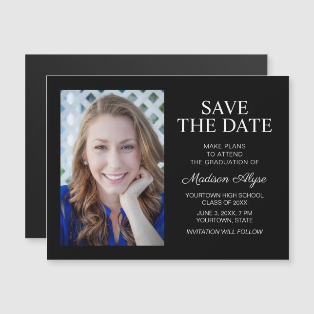 Classe de photos noires de 2022 Graduation Date d' (Devant / Derrière)