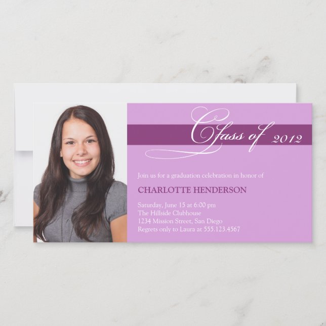 Classe de script violet de faire-part de graduatio (Devant)