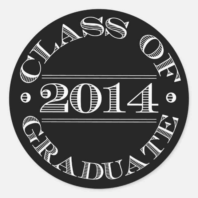 Classe de Sticker pour graduation 2014 Noir | Blan (Devant)