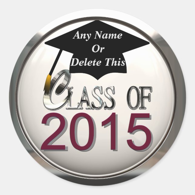 Classe De Stickers 2015 Maroon & Silver Graduation (Devant)