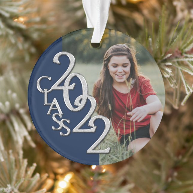 Classe d'études 2022 Photo Blue Silver Ornament (Arbre)