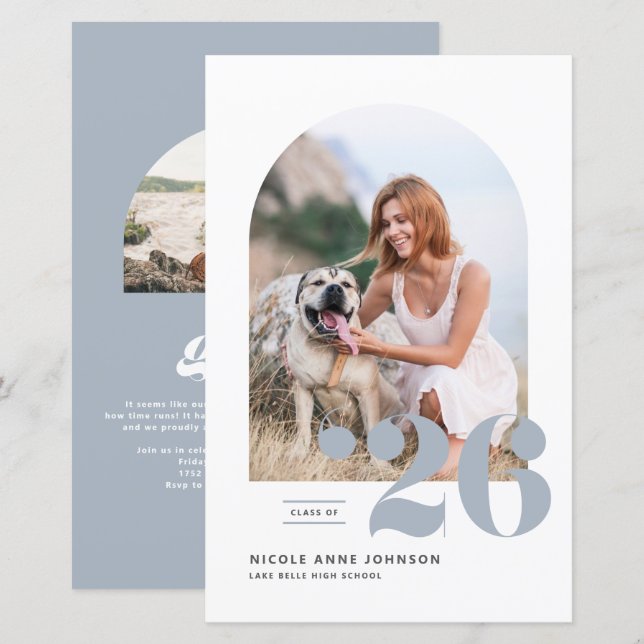 Classe Dusty Blue de 2025 Arch Photo Graduation (Devant / Derrière)