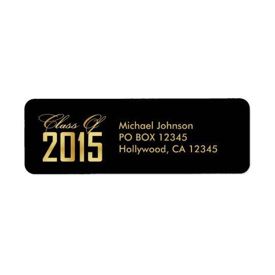 Classe élégante de noir et d'or de 2015 étiquette d'adresse retour