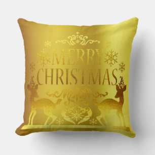 Classé Faux Gold Joyeux Noël Coussin décoratif