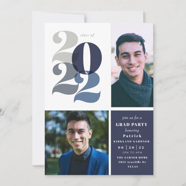 Classe Moderne De 2022 Graduation Party Invitation (Devant)