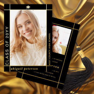 Classe noire de faire-part de feuille de graduatio