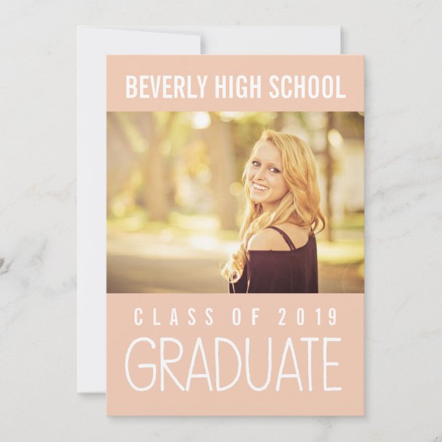 Classe Peach de 2019 Graduation Photo Faire-part (Devant)