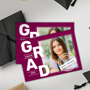 Classe photo rouge de 2025 Graduation Faire-part