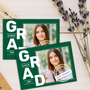 Classe photo verte de 2025 Faire-part de graduatio