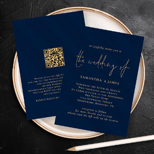 Classé QR Code Gold Marine Faire-part de mariage
