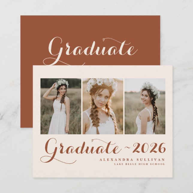 Classe Terracotta de 2025 Collage photo Graduation (Devant / Derrière)