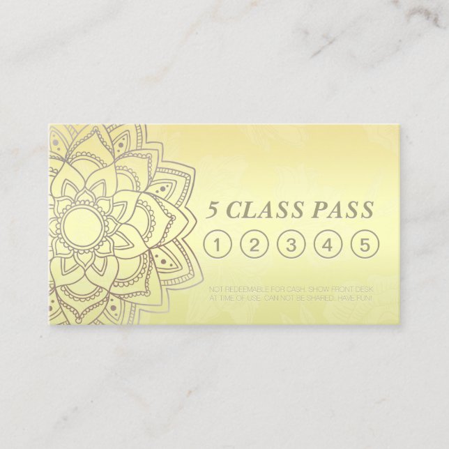 Classe Yoga Studio Pass Gold Noir Mandala Fidélité (Devant)