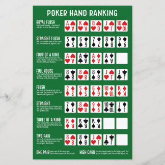 Classement des mains de poker avec visuels