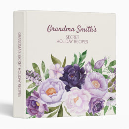 Classeur 2,54 Cm Livre de recettes de grand-mère Fleurs de verdure