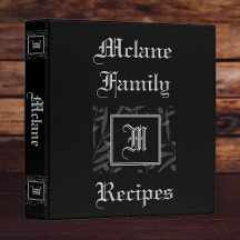 M Livre de recettes de monogramme