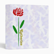 Rose rouge unique Tige verte Feuilles Personnalise