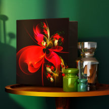 Rouge Vert Floral Moderne Art Abstrait Motif #02