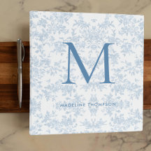Toile Botanique Classique Monogramme Bleu Français