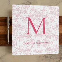 Toile de Jouy Botanique Classique Monogramme Rouge